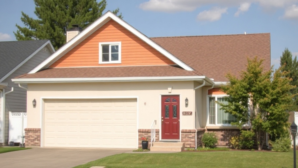 a large brick building with grass in front of a house